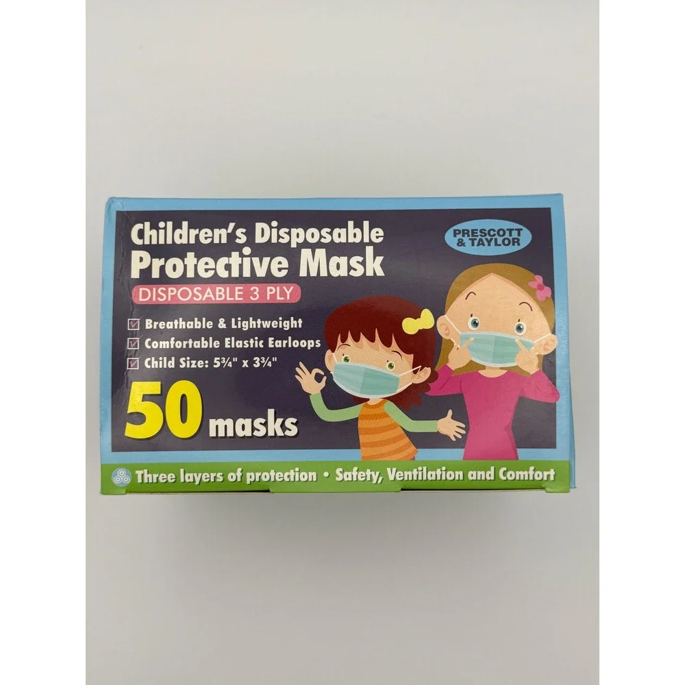 13 Box‎ Lot Kids Disposable Face Mask 50 Ct 3 Ply Child Blue Non Medical